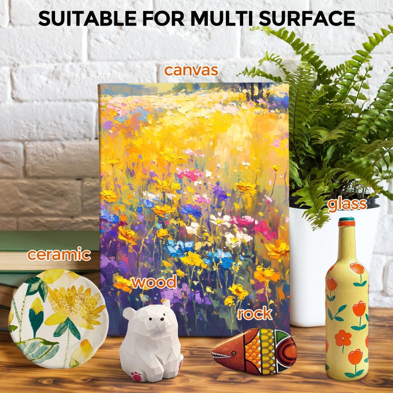 Smallbudi 15 Colors Large Acrylic Paint Set (16.9 oz,500 ml), Bulk Acrylic Paint Non-Toxic Art Painting Supplies on Multi Surface Pumpkin Canvas Wood Craft Fabric Rock for Artist Kids with Color Wheel - Image 5