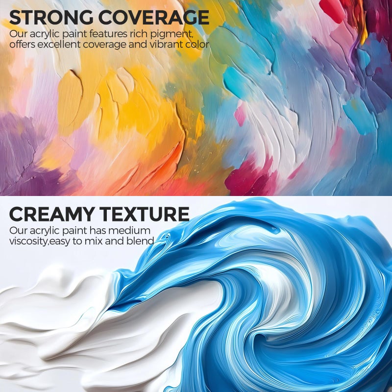Smallbudi 15 Colors Large Acrylic Paint Set (16.9 oz,500 ml), Bulk Acrylic Paint Non-Toxic Art Painting Supplies on Multi Surface Pumpkin Canvas Wood Craft Fabric Rock for Artist Kids with Color Wheel - Image 3