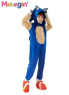 MEBEGIN Kids Sonic Jumpsuit with Gloves, Sonic Costume Outfit Set, Fancy Dress Up Outfit, Popular Character Clothing for Children, Ideal Dress Up for Themed Parties  - Image 4