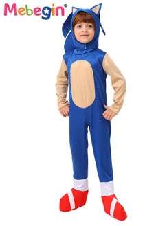 MEBEGIN Kids Sonic Jumpsuit with Gloves, Sonic Costume Outfit Set, Fancy Dress Up Outfit, Popular Character Clothing for Children, Ideal Dress Up for Themed Parties  - Image 3