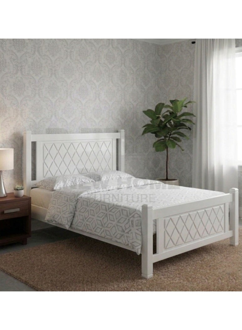 New Home Furniture NHF-150 Queen Bed L190 × W150 cm Wooden Platform Bed Frame with Upholstered Headboard, Strong & Durable Mattress Support, Modern Design for Home & Apartment - Image 3