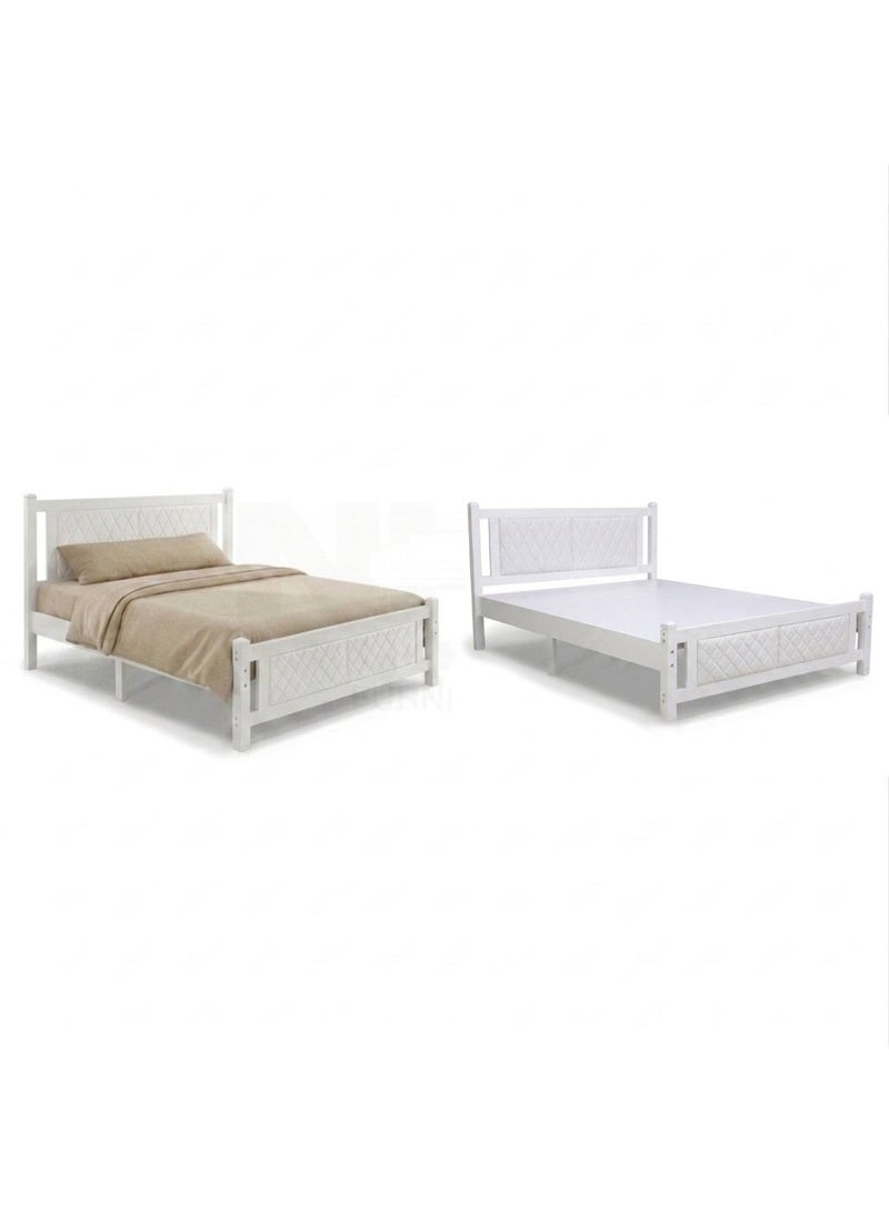 New Home Furniture NHF-150 Queen Bed L190 × W150 cm Wooden Platform Bed Frame with Upholstered Headboard, Strong & Durable Mattress Support, Modern Design for Home & Apartment - Image 2