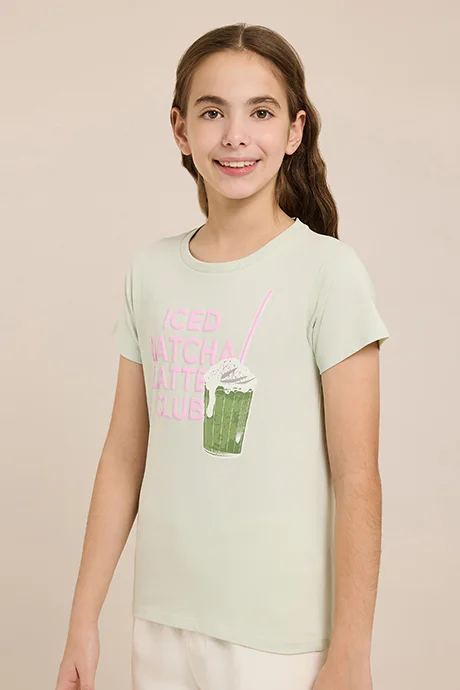 R&B Printed T-Shirt with Crew Neck and Short Sleeves