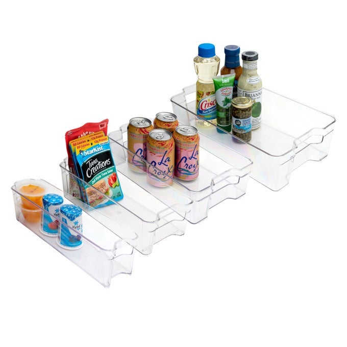 DIAL INDUSTRIES INCFRIDGE KITCHEN PANTRY STACKABLE ORGANIZER BINS SET OF 4 ASSORTED SIZES