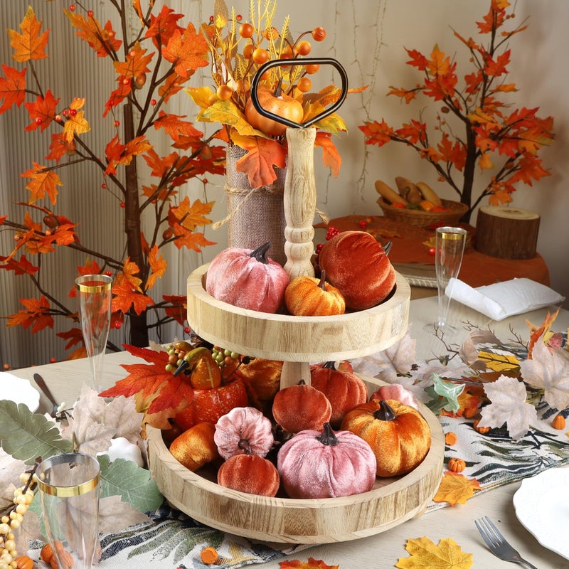 winemana 12 Pack Velvet Pumpkins Fall Decor  Fabric Foam Pumpkin for Decorating  Thanksgiving Table Decorations Fake Pumpkins for Mantel  Wedding Dining Table Centerpieces (Rust Orange) - Image 5