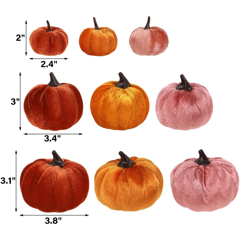 winemana 12 Pack Velvet Pumpkins Fall Decor  Fabric Foam Pumpkin for Decorating  Thanksgiving Table Decorations Fake Pumpkins for Mantel  Wedding Dining Table Centerpieces (Rust Orange) - Image 3