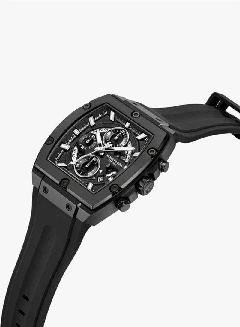 Kenneth Cole New York FiDi Men's 41.5mm Chronograph Watch with Black Dial & Silicone Strap