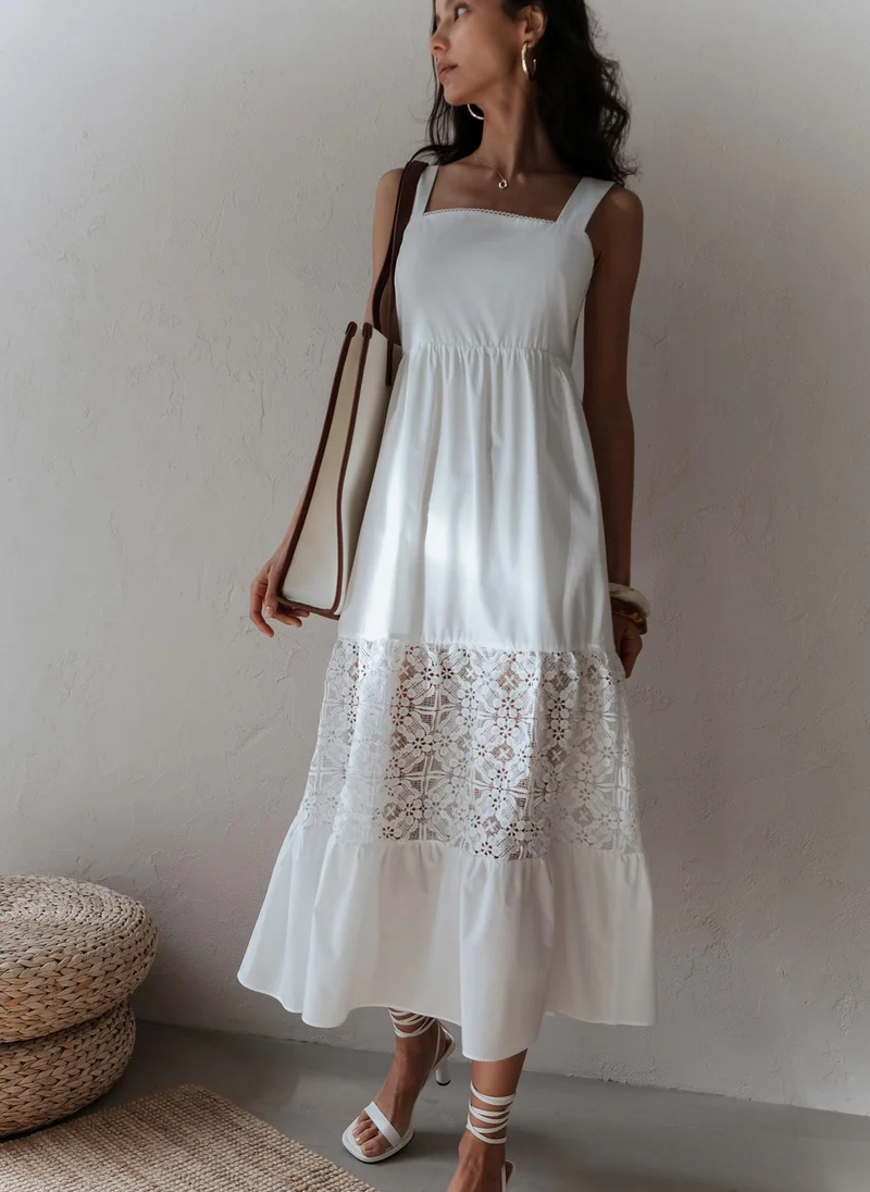 Lichi Midi sundress with lace insert on the skirt