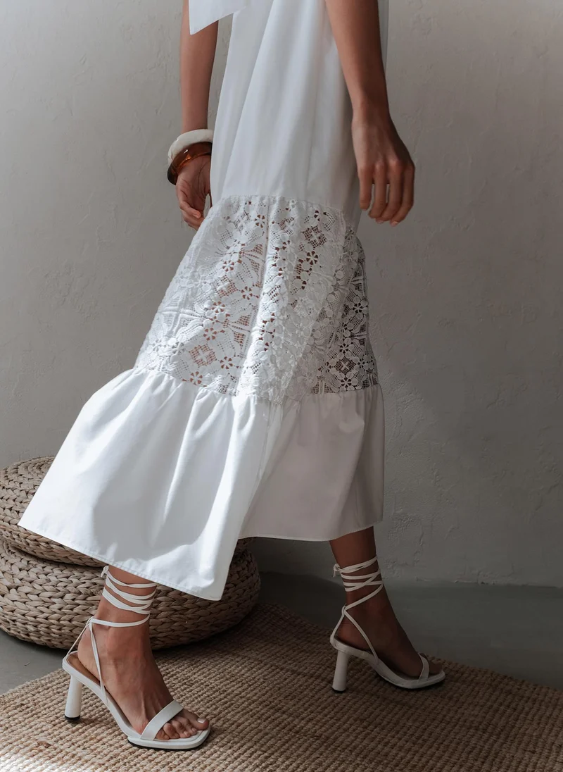 Lichi  Midi sundress with lace insert on the skirt for Women | Best Price UAE