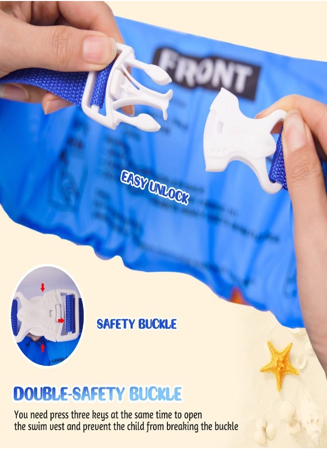 Kids Swim Vest, Foldable Swim Vest Jacket with Adjustable Safety Strap, Suitable for Children Aged 2, 3, 4, 5, 6, and 7 to Learn to Swim and Train  - Image 4