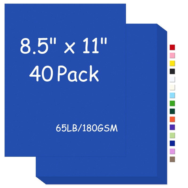 FLIPPED Cardstock 8.5 x 11,65Lb Cover Card Stock Royal Blue,180gsm Cover Cardstock for Printer,Copy Card Stock Paper for Printing, Invitations,Gift tags,Christmas Card (Royal blue, 40 Sheets) - Image 1