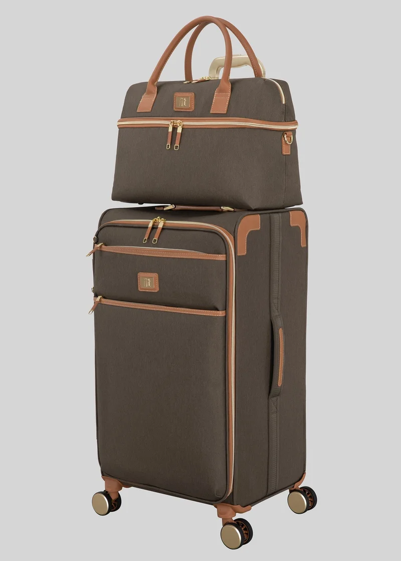 Matalan  IT Luggage Dark Brown Tan Trim Suitcase  | Best Price UAE