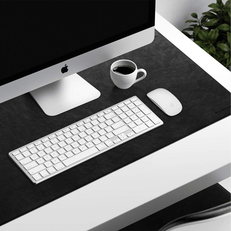 Daily Objects Large Premium Vegan Leather Desk Mat |Anti-Skid|Anti-Slip|85*45cm|Reversible Desk spread Turf Desk/Laptop Mat for Work from Home/Office/Gaming-Extended mouse pad & keyboard desk pad-Black - Image 2