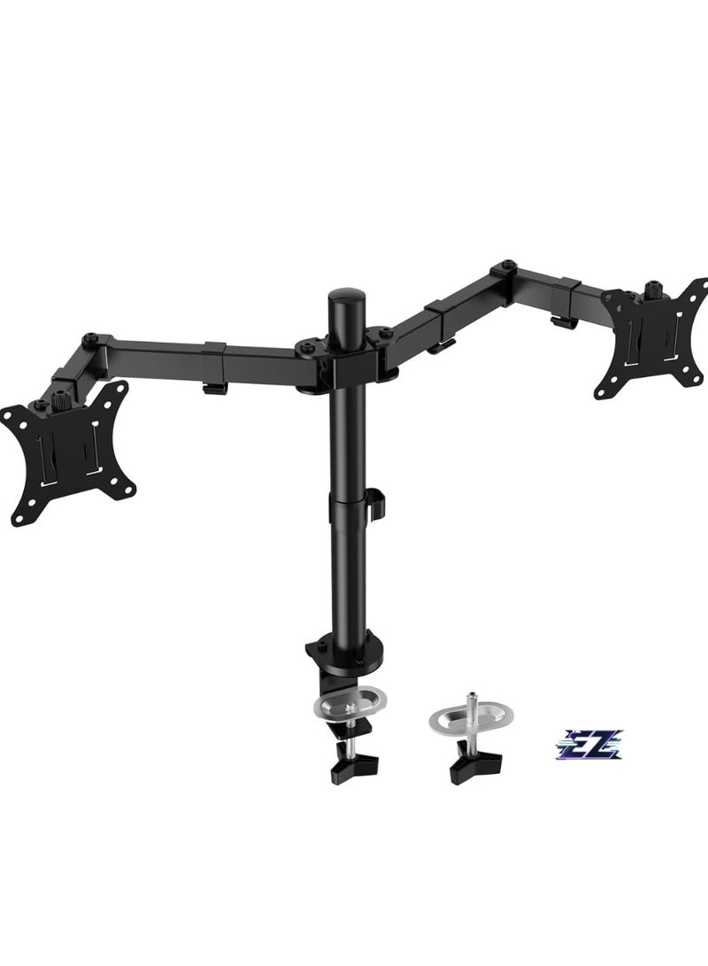 ELTRAZONE ذراع حامل الشاشة المكتبي القابل للتعديل ergonomics لارتفاع الشاشة، حامل للشاشات LCD LED من 13" إلى 32"، يميل 90°، يدور 180°، يدور 360°، VESA 75 100 (ثنائي) - Image 1