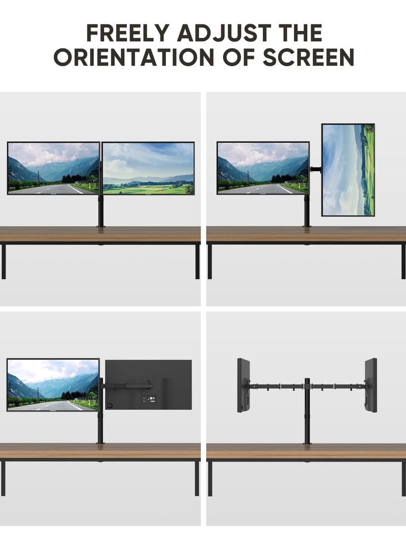 ELTRAZONE ذراع حامل الشاشة المكتبي القابل للتعديل ergonomics لارتفاع الشاشة، حامل للشاشات LCD LED من 13" إلى 32"، يميل 90°، يدور 180°، يدور 360°، VESA 75 100 (ثنائي) - Image 4