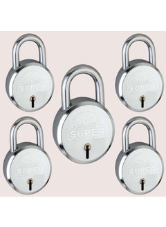 NAYYARS NAYYARS Super HeavyDuty 50mm Silver Round Padlock with 7Lever Security 3 Iron Keys Compact HighSecurity Lock for Home Office and Travel Pack of 5  - Image 1