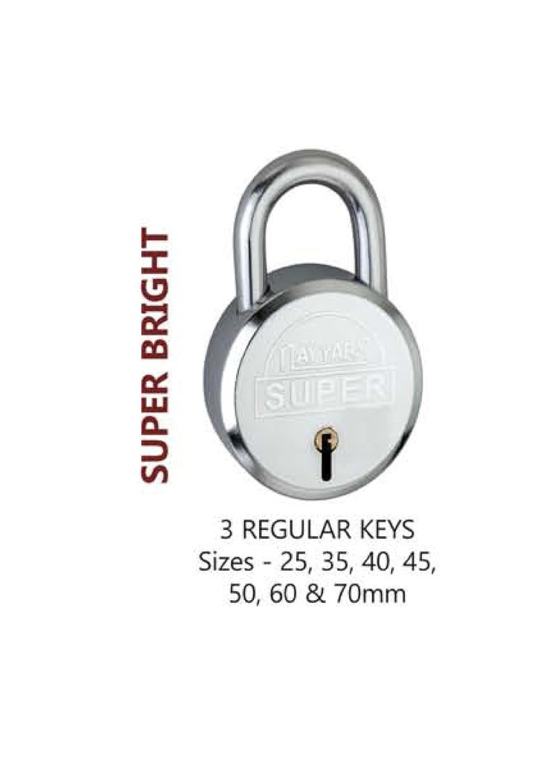 NAYYARS NAYYARS Super HeavyDuty 50mm Silver Round Padlock with 7Lever Security 3 Iron Keys Compact HighSecurity Lock for Home Office and Travel Pack of 5  - Image 3