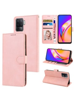 HuHa Case Cover For OPPO A94 4G / F19 Pro / Reno5 F / Reno5 Lite Fantasy Skin-feel Calfskin Texture Leather Phone Case Pink 