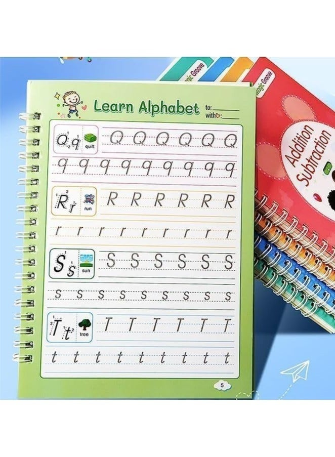 Bukela Reusable Grooved Handwriting Workbooks, Magic Copybook, Magic Writing Practice Copy Books, Practice Copybook for Age 3-5 Calligraphy Simple Hand Lettering (5 Books with Pens). - Image 5