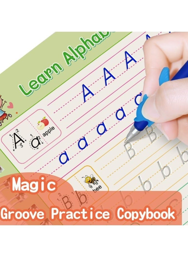 Bukela Reusable Grooved Handwriting Workbooks, Magic Copybook, Magic Writing Practice Copy Books, Practice Copybook for Age 3-5 Calligraphy Simple Hand Lettering (5 Books with Pens). - Image 4