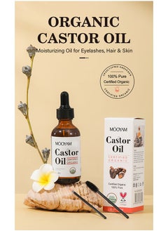 MOOYAM Eyelash Growth Liquid 60ml, Organic Castor Oil, Hair Growth, Stimulate Growth for Eyelashes, Eyebrows, Hair, Make Eyelashes Thickness and Strong, Suitable for All Hair, Eyelash Growth Kit  - Image 2