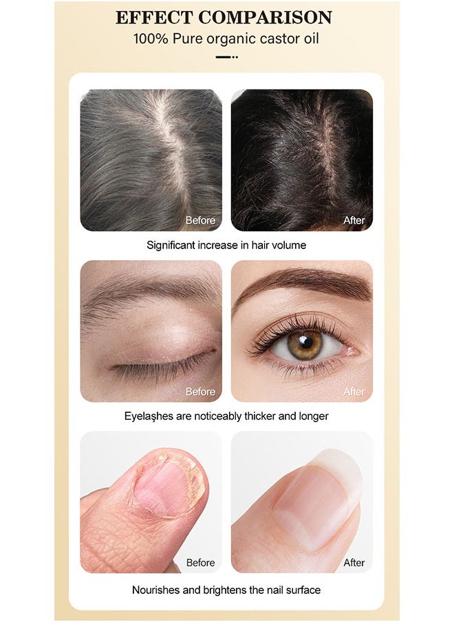 MOOYAM - Eyelash Growth Liquid 60ml, Organic Castor Oil, Hair Growth, Stimulate Growth for Eyelashes, Eyebrows, Hair, Make Eyelashes Thickness and Strong, Suitable for All Hair, Eyelash Growth Kit - Image 1