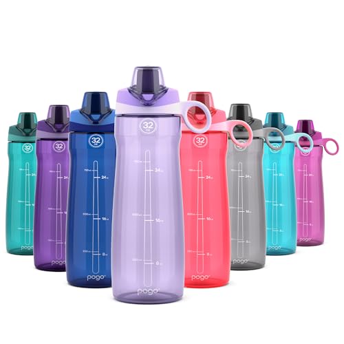 Pogo 32oz Plastic Water Bottle with Chug Lid and Carry Handle, Reusable, BPA Free, Dishwasher Safe, Perfect for Travel, School, Outdoors, and Gym, Lilac - Image 1