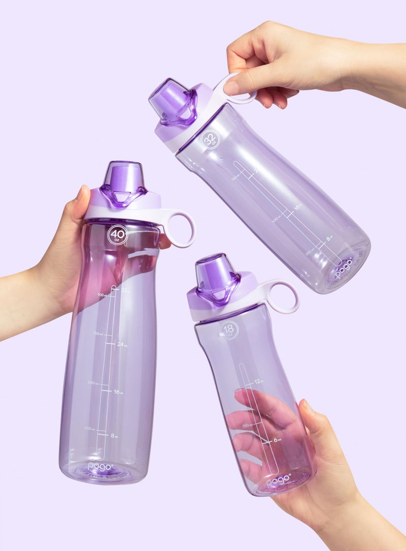 Pogo 32oz Plastic Water Bottle with Chug Lid and Carry Handle, Reusable, BPA Free, Dishwasher Safe, Perfect for Travel, School, Outdoors, and Gym, Lilac - Image 2