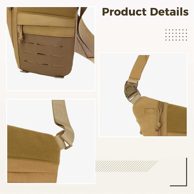 Anti Theft Khaki Oxford Sling Chest Bag For Men Crossbody Shoulder Bag - Image 5