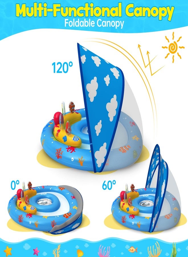 ZIZZ Baby Pool Float with Canopy - Inflatable Baby Swimming Float with UPF50+Sun Protection, Infant Pool Float with Toy Play Console Adjustable Seat for Boys Girls Toddler 6-36 Months - Image 2