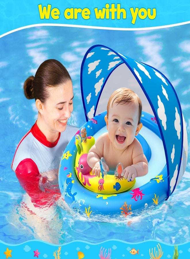 ZIZZ Baby Pool Float with Canopy - Inflatable Baby Swimming Float with UPF50+Sun Protection, Infant Pool Float with Toy Play Console Adjustable Seat for Boys Girls Toddler 6-36 Months - Image 4