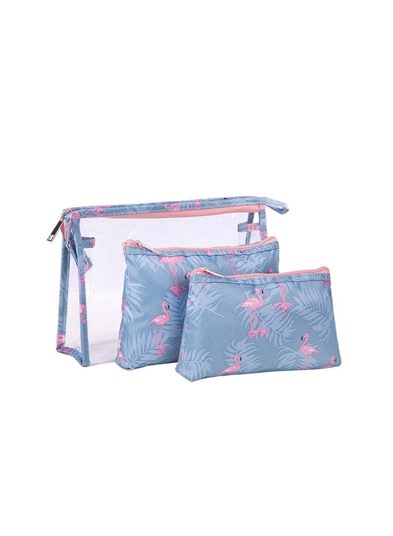 ORiTi ORiTi 3 Pack Toiletry Bag Organizer, PVC Travel Bag for Toiletries Handbags for Women Cosmetic Makeup Pouch Bag Makeup Case Bag (bllue)  - Image 4