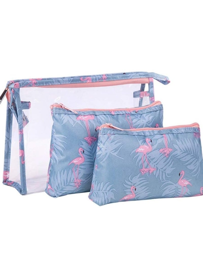 ORiTi ORiTi 3 Pack Toiletry Bag Organizer, PVC Travel Bag for Toiletries Handbags for Women Cosmetic Makeup Pouch Bag Makeup Case Bag (bllue)  - Image 5