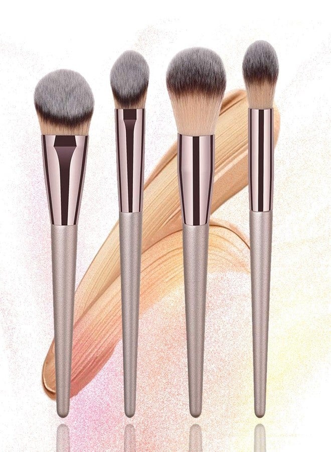 Ruby Face Rubyface 4pcs Luxury Champagne Gold Makeup Brush Set, Premium Synthetic Foundation Blending Powder Liquid Cream Buffing Tapered Concealer Contour Face Kabuki Make Up Brushes cosmetics tools applicator - Image 4