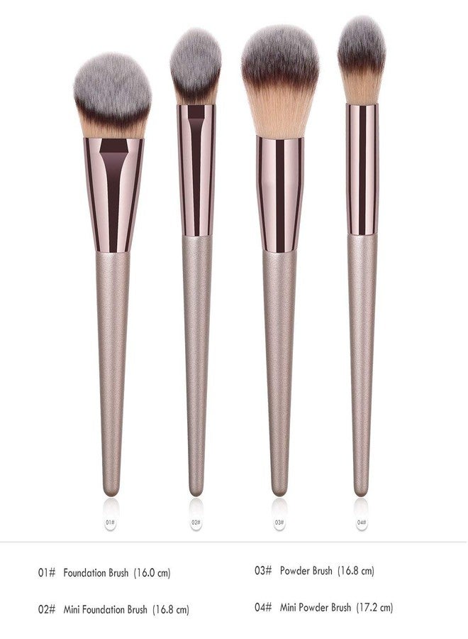 Ruby Face Rubyface 4pcs Luxury Champagne Gold Makeup Brush Set, Premium Synthetic Foundation Blending Powder Liquid Cream Buffing Tapered Concealer Contour Face Kabuki Make Up Brushes cosmetics tools applicator - Image 2