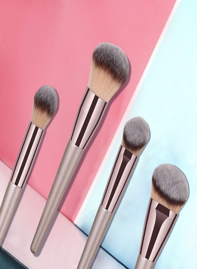 Ruby Face Rubyface 4pcs Luxury Champagne Gold Makeup Brush Set, Premium Synthetic Foundation Blending Powder Liquid Cream Buffing Tapered Concealer Contour Face Kabuki Make Up Brushes cosmetics tools applicator - Image 5