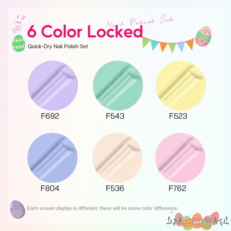Morovan Nail Polish Set Fingernail: Pastel Macaron Rainbow Nail Polish Kit Regular Air Quick Dry Easter Nail Polish Pack for Women Nail Art Design Easter Gift Holiday Party 0.27oz - Image 5