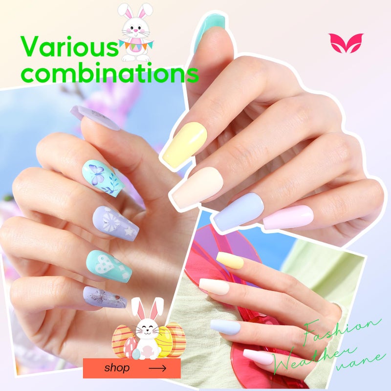 Morovan Nail Polish Set Fingernail: Pastel Macaron Rainbow Nail Polish Kit Regular Air Quick Dry Easter Nail Polish Pack for Women Nail Art Design Easter Gift Holiday Party 0.27oz - Image 3