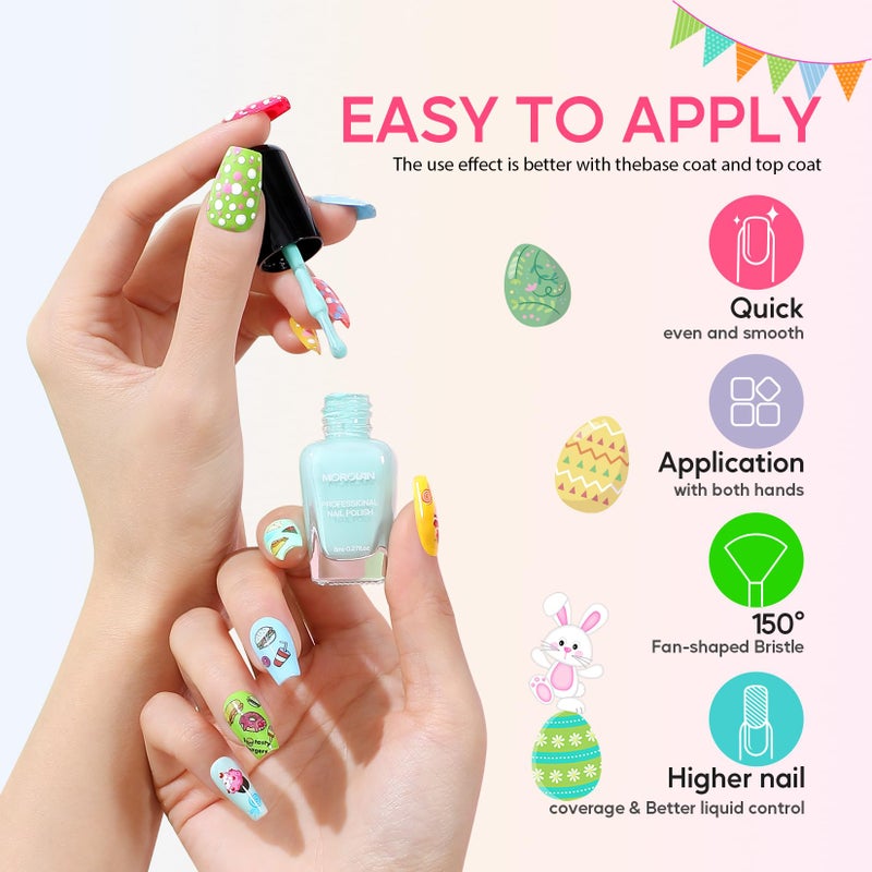 Morovan Nail Polish Set Fingernail: Pastel Macaron Rainbow Nail Polish Kit Regular Air Quick Dry Easter Nail Polish Pack for Women Nail Art Design Easter Gift Holiday Party 0.27oz - Image 4