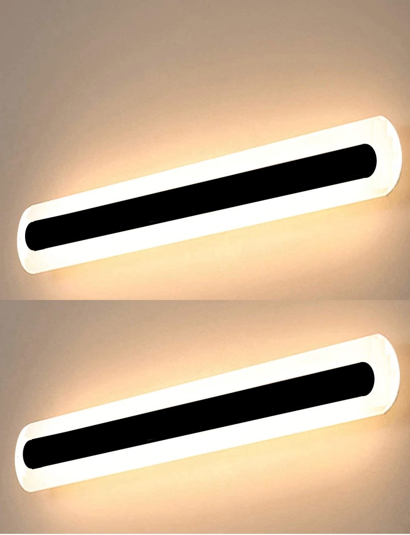 Groeien Pack of 2 LED 15 Watts Round Frosted Acrylic Wall Lamp Mirror Bathroom Picture Wall Light(Warm White) (2) - Image 1