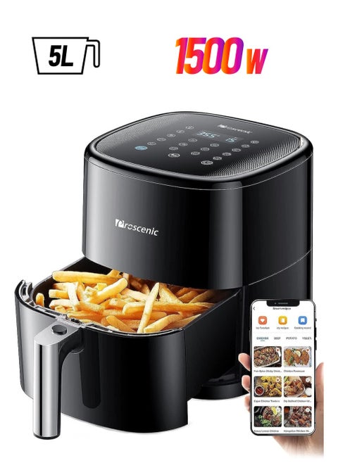 Air Fryer 5L, Smart Air Fryer with 13 Presets & Shake Reminder, LED Touch Screen, Compatible with APP & Alexa, 100+ Online Recipes, Low-Noise, Non-Stick Basket, 1500W T22