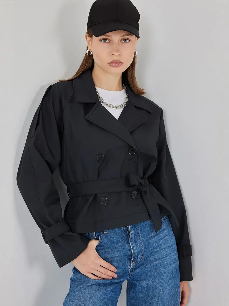 BIG DART BDART Short Belted Trench Coat