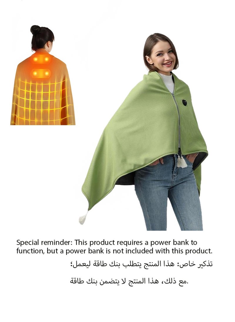 Aikanbo Portable Heated Shawl，USB Soft Cordless Electric HeatedBlanket Shawlwith Zipper，15s Fast Heating，3 Heating Levels，for Home，Office,，ravel (150*80cm，Battery Not Included) - Image 1