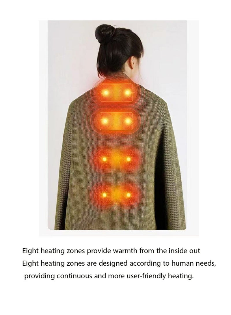 Aikanbo Portable Heated Shawl，USB Soft Cordless Electric HeatedBlanket Shawlwith Zipper，15s Fast Heating，3 Heating Levels，for Home，Office,，ravel (150*80cm，Battery Not Included) - Image 2