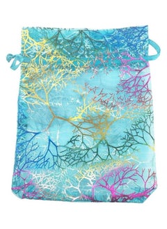 Vitacelli 100Pcs Blue Organza Drawstring Bags Jewelry Pouches, Coralline Pattern Candy Chocolate Party Wedding Favor Gift 10X10X15CM  - Image 5