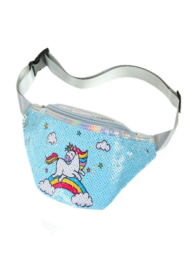 حقيبة خصر مزينة بالترتر قابلة للعكس بتصميم يونيكورن للنساء والفتيات والفتيان، حقيبة كروسبودي نسائية، حقيبة صدر أو حزام - Image 1