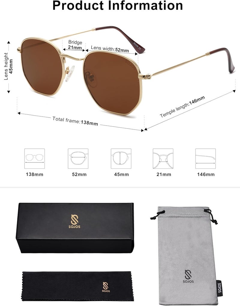 Sojos Square Polarized Sunglasses for Women Men Small Hexagonal Polygon Mirrored Lens SJ1072 - Image 5