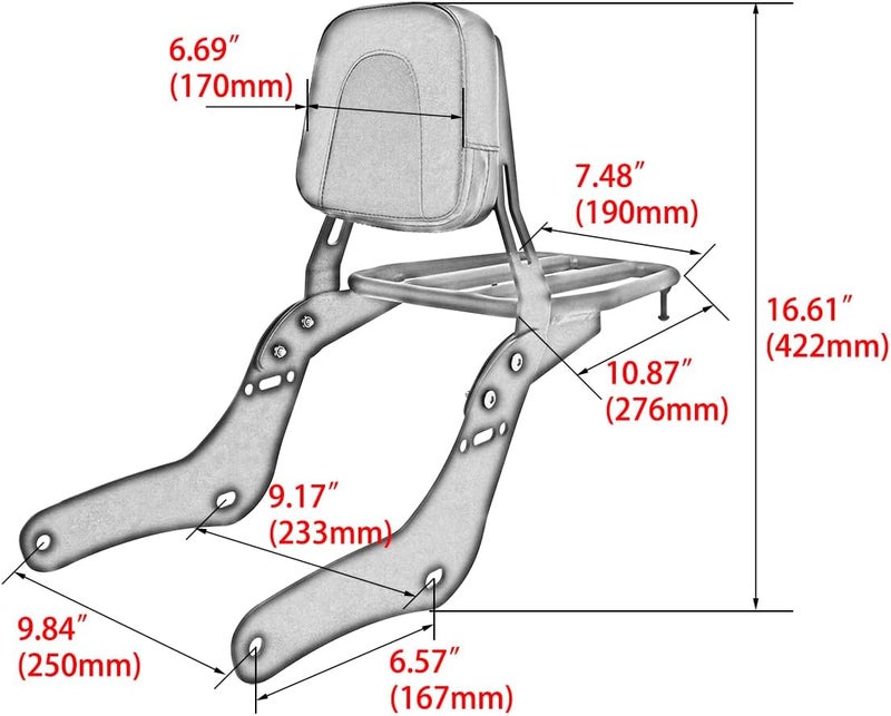 FENGREN Motorcycle Passenger Detachable Backrest Sissy Bar with Luggage Rack for Honda Rebel CMX1100 2021-2023 - Image 5