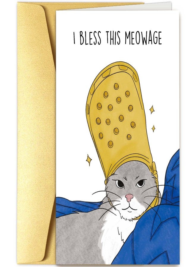 Goroar Funny Pope Cat Meme Wedding Congratulations Card, Wedding for Cat Lovers, Family, Friends, Just Married Card - Image 1