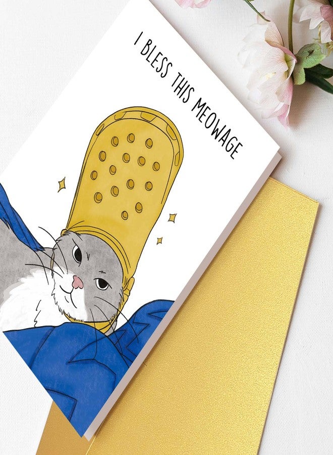 Goroar Funny Pope Cat Meme Wedding Congratulations Card, Wedding for Cat Lovers, Family, Friends, Just Married Card - Image 2